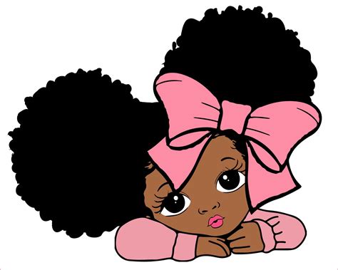Peekaboo Girl With Puff Afro Ponytails Svg Cute Black African American