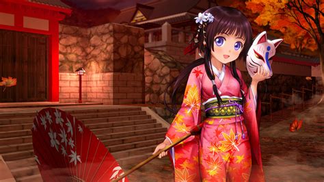 Anime Girl Kimono Umbrella Wallpaper For Desktop And Mobiles 4k Ultra Hd Hd Wallpaper