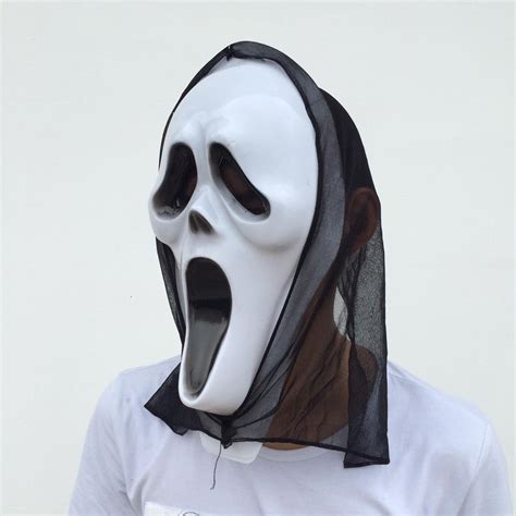 Sceaming Ghost Mask With Black Gauze Halloween Party Masks Full Face