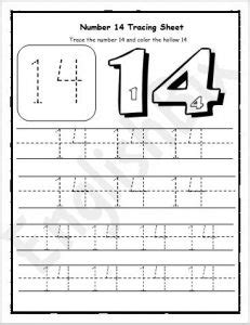Number 14 Tracing Preschool Worksheet - EnglishBix