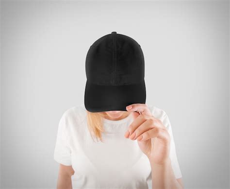 Premium Photo Blank Black Baseball Cap Wear On Women Head