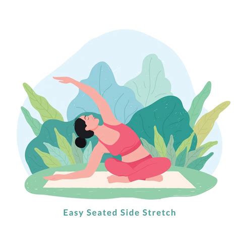 Easy Seated Side Stretch Yoga Pose Young Woman Practicing Yoga