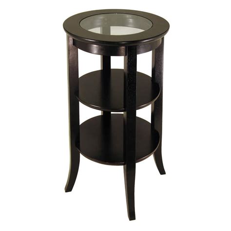 Winsome Wood Genoa Espresso Glass Top End Table 92318 The Home Depot