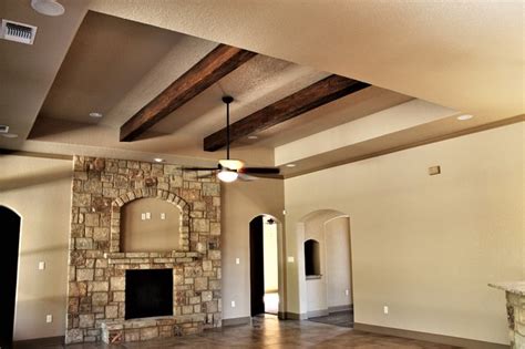 Tray ceiling design in master bedroom: Tray Ceiling with Faux Wood Beams - Traditional - Family ...