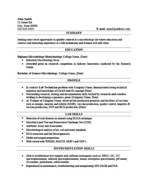 I have an associate degree in medical technology and i am proficient in the following medical lab software programs: Lab Technician Resume Template | Premium Resume Samples ...