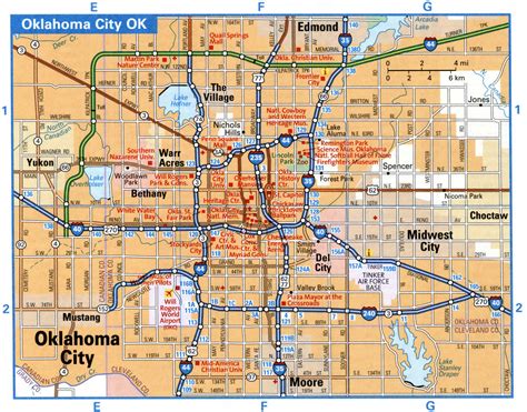 Oklahoma City Interstate Highway Map Road Free Toll I35 I40 I44 I235