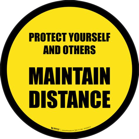 Protect Yourself And Others Maintain Distance Yellow Border Circular