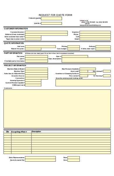 Free 22 Quote Forms In Ms Word Pdf Excel