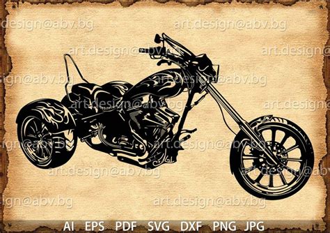 Vector Trike Motorcycle Ai Eps Pdf Png Svg Dxf  Etsy In 2020