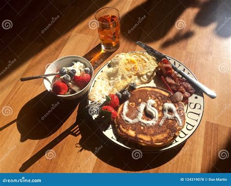 Big American Style Breakfast In Morning Light Stock Photo Image Of