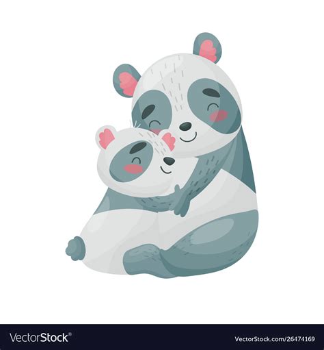 Mom Panda And Cub On White Royalty Free Vector Image