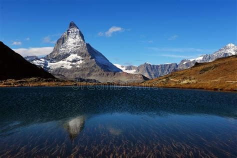 Mt Matterhorn Reflected In Riffelsee Lake Zermatt Stock Photo Image