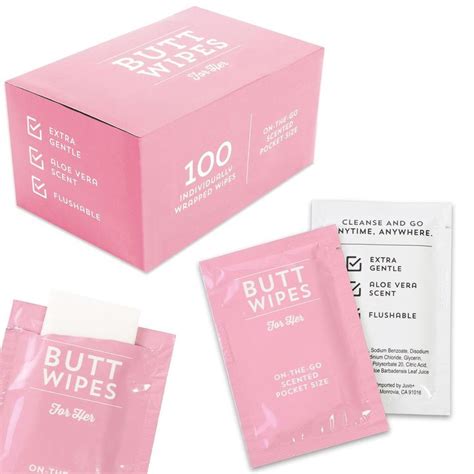 Butt Wipes For Women Individually Wrapped Flushable Wet Wipes Aloe Vera Scented 100 Pack