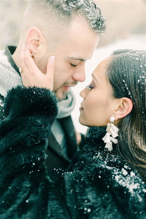Snowy Winter Engagement Session At Tibble Fork Reservoir American