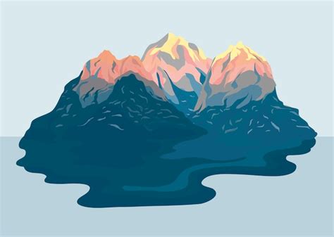 Painted Mountain View Landscape Illustration Free Vector