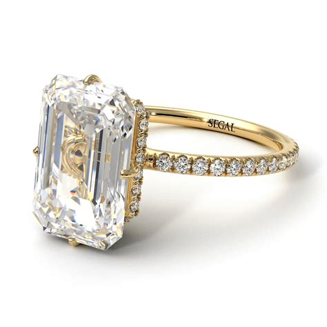 Hidden Halo Emerald Cut Diamond Engagement Ring Gold 14k 18k Etsy Uk
