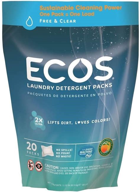 Earth Friendly Products Ecos Laundry Detergent Packs Free And Clear