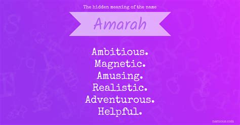 The Hidden Meaning Of The Name Amarah Namious