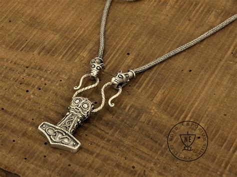 mysterious thor s hammer viking knit necklace sterling silver