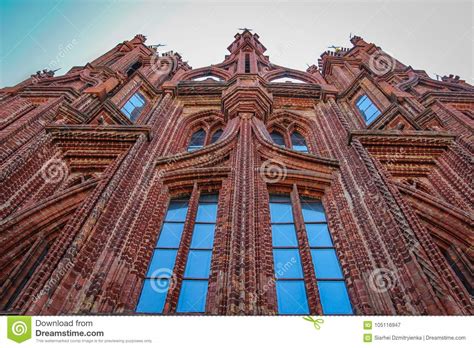 Gothic Style Red Brick St Anne Church In Vilnius Lithuania Catholic
