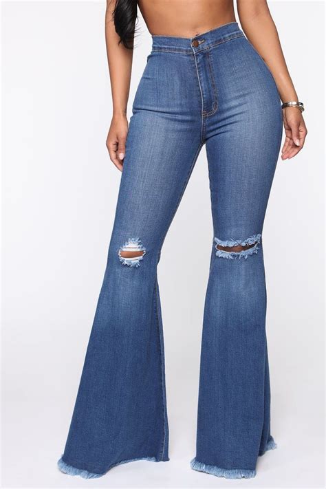 Mystery Solved Extreme Bell Bottom Jeans Medium Blue Wash Fashion