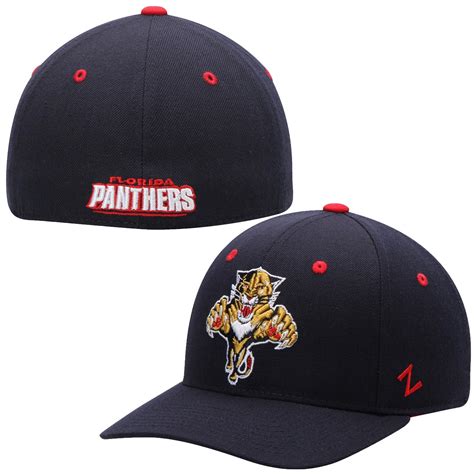 Mens Florida Panthers Zephyr Navy Blue Crosscheck Fitted Hat