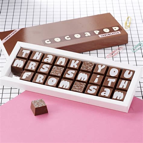 If you need an instant gift for your special someone to celebrate their birthday, christmas, or that special occasion, get it online at gifts australia. personalised thank you teacher gift in chocolate by ...