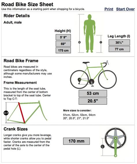 Road Bike Size Sheet Roadbikegear Road Bike Road Bikes Bike