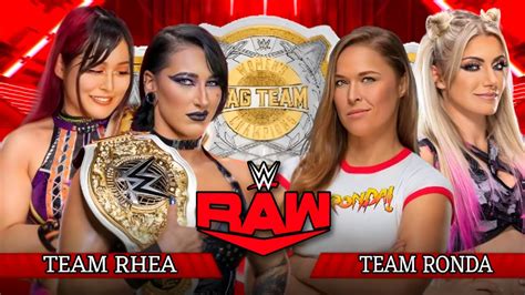 rhea ripley and iyo sky vs alexa bliss and ronda rousey full match wwe raw highlights today youtube