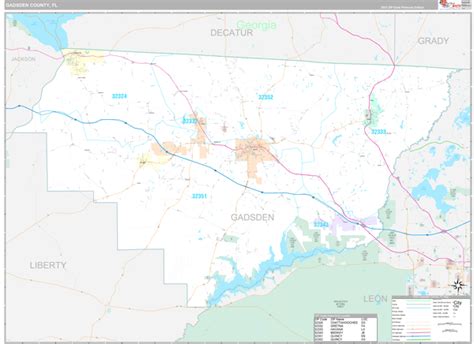 Gadsden County Fl Wall Map Premium Style By Marketmaps Mapsales