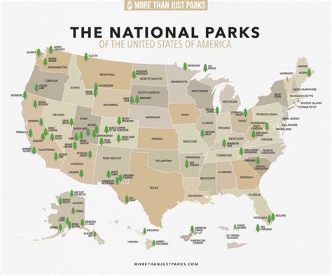 Nps Postcard Map Of The National Park System Of The United States Of
