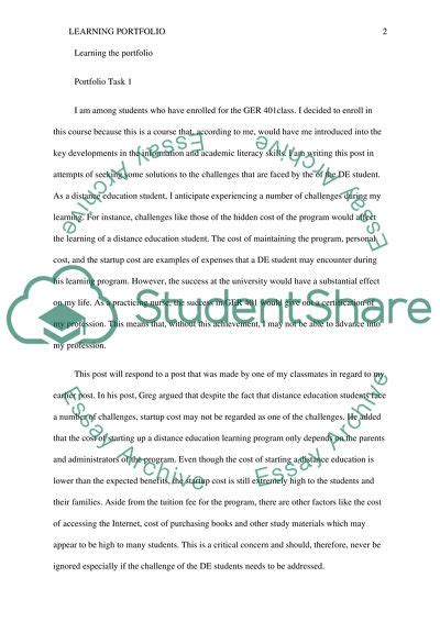 Learning The Portfolio Essay Example Topics And Well Written Essays