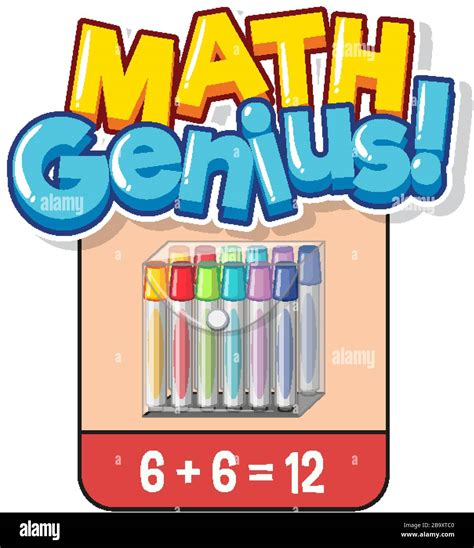 Font Design For Word Math Genius With Adding Color Markers Illustration