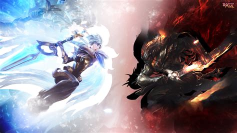 1600x900 Resolution Two Anime Characters Wallpaper Yasuo League Of