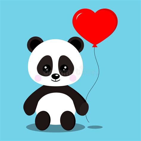 Isolated Romantic Sweet And Cute Baby Panda Bear Stock Vector