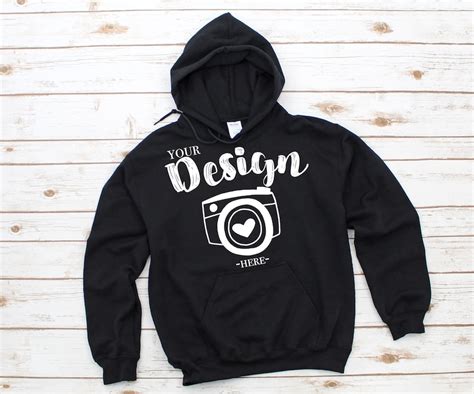 Gildan 18500 Hooded Sweatshirt Brand Black Hoodie Mockup Etsy