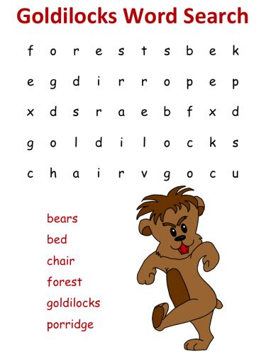 Goldilocks And The Three Bears Word Search Puzzles