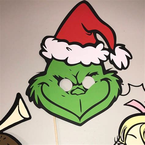 Grinch Photo Booth Prop Paper Mask Etsy