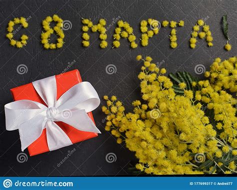 Bring a bunch of fresh flowers and this muffins and mimosas gift box to any special woman in your life, and you are. Gift Mimosa stock image. Image of floral, march, mimosa ...