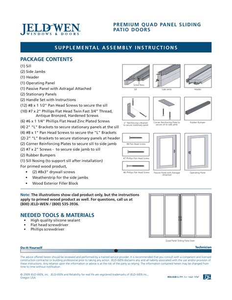 Jeld Wen Nds002 Premium Quad Panel Sliding Patio Doors User Manual 3