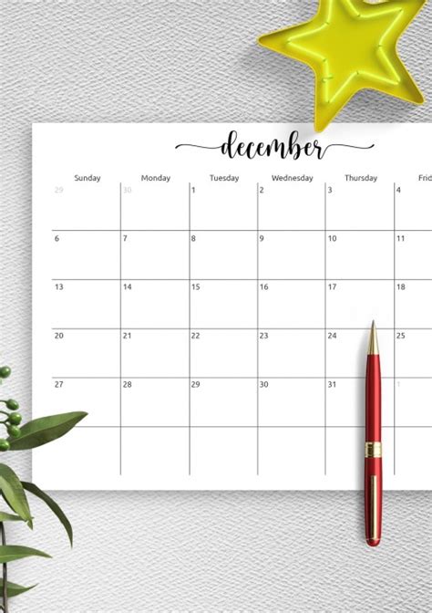 Simple Minimalist Calendar December Calendar 2021 Paper And Party