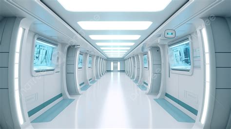 عرض ثلاثي الأبعاد لممر مستشفى مستقبلي في مفهوم Metaverse تكنولوجيا طبية علم الطب الخلفية