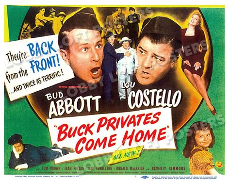 Buck Privates Come Home Lobby Title Card Poster 1947 Abbott And