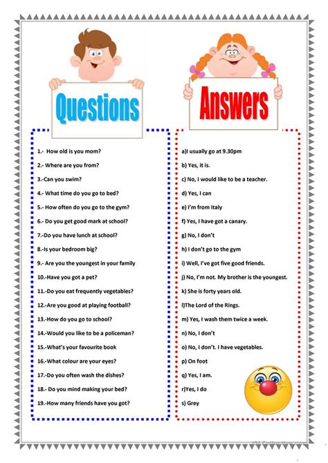 Quizzor for free fire is a question and answer game designed for the biggest fans. QUESTIONS AND ANSWERS worksheet - Free ESL printable ...