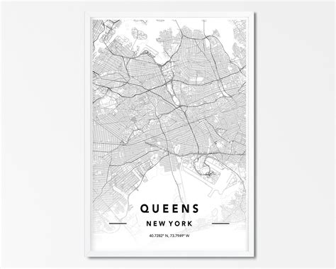 Queens Ny Print Queens City Map Poster Map Of Queens New Etsy Ny
