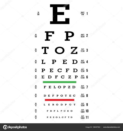 Eye Test Chart Vector Letters Chart Vision Exam Optometrist Check Medical Eye Diagnostic