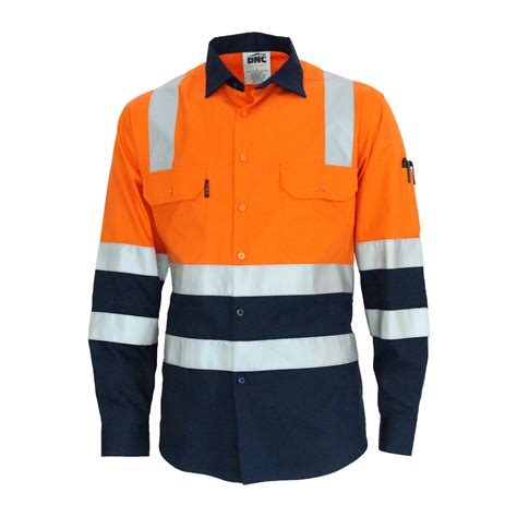 Long Sleeve Hi Vis Two Tone Cotton Shirt With Bio Motion And X Back Tape
