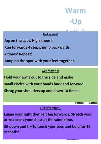 Ks3 Dance Warm Up Activity Cards X4 Teaching Resources