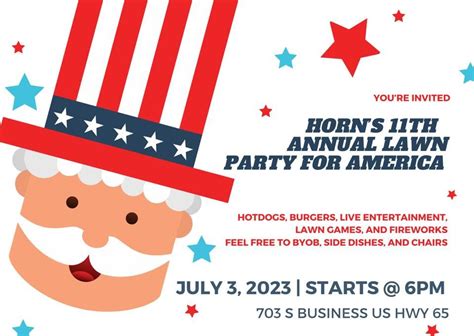 Horns 11th Annual Lawn Party 4 America 703 S Business Us 65 Branson Mo 65616 July 3 2023