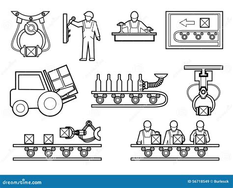 Iconos Del Proceso Industrial Y De Fabricación Fijados Adentro